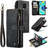 CaseMe per Xiaomi Redmi Note 9 Pro Max/9 Pro/9S Custodia a portafoglio in pelle PU Flip Cover con Magnetica Pulsanti, Slot per Schede, Slot per contanti, Tasca con cerniera e Cornice per foto (Nero)