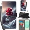 Haninsuze Cover per Samsung Galaxy S25 Plus Custodia Cover Pelle Libro Portafoglio con Porta Carte Magnetica Protezione Antiurto Cuoio Flip Case Custodia, Rose