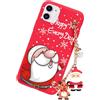 Yoedge Natale Cover per iPhone 12/iPhone 12 Pro 6,1 con Catena, Natalizia Braccialetto Custodia con Carino Disegni Cartoon Babbo Natale, Sottile Silicone TPU Antiurto Protettiva Christmas Case, Rosso