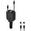 PLDHPRO Caricabatteria da auto retrattile per accendisigari USB C 4 in 1 adattatore di ricarica rapida 12V/24V tipo C 2 cavi per SamsungGalaxy s25/s24/A56/A05/A16 iPhone 16/15/14/13/iPad alluminio 80W