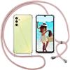 ISOI Cover con Cordino per Samsung Galaxy A34 5G, Custodia Trasparente con Collana Tracolla Laccio Collo Ultra Sottile Morbido TPU Silicone Antiurto AntiGraffio Case, Rosa