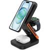 Aivane Caricabatterie wireless 3 in 1 pieghevole da 15 W, stazione di ricarica rapida magnetica da viaggio compatta compatibile con iPhone 17/16/15/14/13/12 serie, Apple Watch Ultra/10/9/8/SE, Air-Pods Pro/4