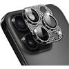 AiMok Bling Pellicola Fotocamera Compatibile con iPhone 16 pro/16 pro max, HD Vetro Temperato Alluminio Rim Protezione Lente Pellicola Anti Graffio Custodia per iPhone 16 pro/16 pro max - Nero