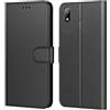 Tenphone - Custodia a portafoglio per Huawei Y5 2019, in pelle, con scomparti per carte, funzione di supporto, chiusura magnetica, per Y5 2019 (5,7 pollici), colore: Nero