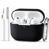 Maledan Custodia Compatibile con Cover AirPods Pro 3, Case Protettiva Antiurto Silicone Morbido per Apple AirPods Pro 3 Generazione Custodia 2025 con Kit di Pulizia e Moschettone [LED visibile], Nero