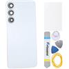 Double Sure Cover posteriore bianca di ricambio per Samsung Galaxy A35 con adesivo pretagliato cornice fotocamera posteriore e copertura in vetro e kit di strumenti di installazione