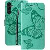 Laybomo Custodia per Samsung Galaxy A24, Cover in Pelle con Porta Carte di Credito, Morbido Silicone, Verde