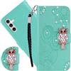 Ysnzaq Custodia per Samsung Galaxy A34 5G 6.6 Cover, Gufo Rilievo Glitter Diamanti Flip Pelle PU Custodia Libro Magnetica Portafoglio Caso per Samsung Galaxy A34 5G YK Green.
