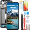 YHX-OU 6.71 Nero+Telaio Display per Xiaomi Redmi 12C 22120RN86G, 22120RN86I, 22126RN91Y, 2212ARNC4L LCD Schermo Touch Screen Digitizer Assembly E Strumenti di Installazione+1 Pezzo Vetro temperato