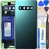 LUVSS Coperchio Copribatteria Scocca Vetro Posteriore Imposta per Samsung Galaxy S10 SM-G973F/DS (Verde)