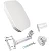 POWER SAT 43 - Ciotola satellitare piatta, 1 connettore/2,4 porte, resistente alle intemperie, ideale per TV satellitare, antenna satellitare compatta robusta, appartamento in affitto e roulotte da