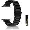 CeiBand Cinturino per Apple Watch 38mm/40mm/41mm/Series 11/10 42mm, Uomini Donne Acciaio Cintura Inossidabile Cinturin di Ricambio Braccialetto per Apple Watch 44mm/42mm/45mm/46mm/49mm - Nero