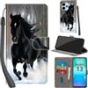 PHINIENLAND Cover per Xiaomi Redmi 13 4G / 5G custodia portafoglio Cavallo nero | 3 scomparti carte, 1 tasca banconote, Chiusura magnetica, Supporto, Pelle PU flip cover per Redmi 13
