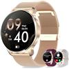 Erkwei Smartwatch Donna Orologio Chiamata e Notifiche Messaggi Assistente Vocale Smart Watch per Android iOS Fitness Orologio Digitale con Cardiofrequenzimetro, SpO2, Sonno, Contapassi, 20 Sportivo