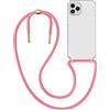 MyGadget Cover per iPhone 12 Pro Max - Custodia con Corda - Case con Cordino Trasparente Antiurto con Laccio | Tracolla - Practical Stylish - Rosa