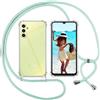 ISOI Cover con Cordino per Samsung Galaxy A34 5G, Custodia Trasparente con Collana Tracolla Laccio Collo Ultra Sottile Morbido TPU Silicone Antiurto AntiGraffio Case, Verde