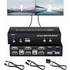 Bolaazul Switch KVM a 2 Porte HDMI USB 4K@60Hz, Dual Port USB 2.0 HDMI 2.0 Switcher 2x2, Tastiera Mouse Peripheral Switcher 2 in 2 Out per 2 PC 2 Monitor