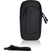FuninCrea Porta Cellulare per Correre con Tracolla Rimovibile, 2 Tasche con Zip Fascia Porta Cellulare Running Ecopelle Fascia Braccio Running con Cerniera Silenziosa, Nero
