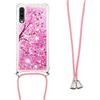 LEMAXELERS Custodia per Cellulare con Corda Collana per Galaxy A7 2018 Case,Glitter Bling Liquido Sabbie Mobili Bumper Case TPU Cover con Collana Cordoncino Cordino Case,YB GS Cherry