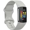 FiiMoo Silicone Cinturino Compatibile con Fitbit Charge 6/Charge 5, Ricambio Cinturino, Cinturini Sportivi in Silicone-Grigio