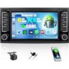 CAMECHO [6+128G 8-Core] Android 15 Autoradio per VW Touareg Transporter T5 Multi-van 2004-2011, DSP Wireless Carplay, 7 Bluetooth Stereo Auto GPS WiFi FM/RDS Mirrorlink+Mic+Telecamera Posteriore