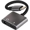 Amztour Adattatore Audio Type-C, Convertitore Jack Per Cuffie USB-C Da 60 W Con Suono Ad Alta Risoluzione, Caricabatterie 2 In 1 E splitter Per Porta AUX Da 3,5 mm Per Musica E Chiamate