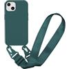 MBSLFY Cover Cordino per iPhone 13 Custodia con tracolla, Regolabile Cellulare con Collana TPU Corda Silicone con Practical Stylish Custodia telefono - Verde scuro