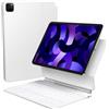 TECURS Tastiera per iPad Air 11 pollici (M3/M2 2025/2024), iPad Air 5/4(2022/2020) Custodia con tastiera, Magic Keyboard per iPad Pro 11(4°/3°/2°/1° Gen) con trackpad, QWERTZ, bianco
