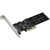 ULANSeN 4in1 Dual M.2 NGFF (B Key) SSD+Dual SATAIII 6G SSD/HDD a PCI Express 4X Adattatore convertitore con staffa a basso profilo per PC desktop
