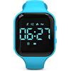 Focwony Orologio da fitness con LED non Bluetooth, contapassi digitale, con conteggio dei passi, distanza, calorie, cronometro, sveglia, ottimo regalo per bambini, adolescenti, ragazzi Natale (quadrato,blu)
