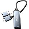 Hsupez Scheda di registrazione video 2 in 1, USB 3.0 HDMI a USB tipo C, 4K 1080P, grigio, Windows, Mac, Linux, PS5/4, XBOX, DSLR, videocamera, smartphone
