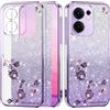 Yarxiawin Brillantini Custodia per OPPO Reno 14 fs 5g Morbido, Lusso Effetto Glitter per OPPO Reno 14 F Cover Trasparente Silicone Antiurto Rosa Case Sottile (Viola)