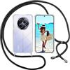 ISOI Cover con Cordino per Realme 12 5G/12x 5G, Custodia Trasparente con Collana Tracolla Laccio Collo Ultra Sottile Morbido TPU Silicone Antiurto AntiGraffio Antiscivolo Case, Nero