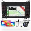 Hodozzy 2G 64G Android Autoradio per Mercedes Benz B200 Classe A B W169 W245 Viano Vito W639 Sprinter W906 W209 con Carplay Android Auto Wireless, 7 Pollici Touch Screen GPS WiFi, Bluetooth FM/RDS