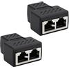 Hugfads 2 Pezzi Divisori RJ45, Switch Ethernet Splitter, Adattatore Connettore di Rete Dual Port, RJ45 1 a 2 Adattatore Divisore Sdoppiatore, Convertitore Cavo Internet Plug-and-Play
