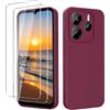 YXKJ - Cover per Redmi Note 14 4G (Non per Note 14 5G), con 2 Pezzi Vetro Temperato, Custodia Silicone Liquido con Morbida Microfibra, [Tocco Setoso] [Antiurto] [AntiGraffio] - Prugna Viola