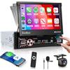 Hodozzy 【2+64G】Hodozzy Wireless Carplay Autoradio Android 1 Din con Schermo Retrattile Automatico da 7 Pollici, Autoradio Bluetooth con Android Auto RDS FM WIFI GPS EQ USB+Telecamera Posteriore