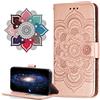 MRSTER Xiaomi Redmi Note 9T Custodia Flip, Goffratura Design Case in PU Pelle Internamente Silicone TPU Cover Portafoglio Cover Premium Custodia per Xiaomi Redmi Note 9T 5G. LD Mandala Rose Gold