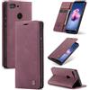 SLWYF Cover Compatible con Huawei P smart 2018/Enjoy Y7S, Retro Flip Caso in PU Pelle Premium Portafoglio Custodia Resistente Protezione Chiusura Magnetica Case per Huawei P smart 2018 - Rosso