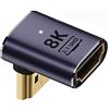 cablecc Adaptateur d'extension HDMI mâle vers HDMI 2.1 femelle à profil bas vertical à 90 degrés UHD coudé vers le bas, compatible HDTV 8K 60 Hz
