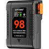 CITYORK Batteria a V Mount 6650 mAh 98 Wh 14,8 V Mini V Lock batteria con OLED Screen D-TAP/USB-A/C uscite per Sony HDCAM, XDCAM, fotocamere digitali, DSLR BMPCC 4K, luce LED, monitor e altre