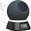 PlusAcc Supporto per Dot Max, Dot & Nest Mini, con termometro e igrometro, supporto da tavolo da scrivania con cavo integrato nascosto per comodino, soggiorno, compatibile con HomePod mini (Nero)