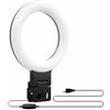 Bolwins P87CS - Luce ad anello da 6 con morsetti - Lampada LED USB con collo di cigno, 3 modalità di luce e 10 livelli di luminosità per videoconferenza, registrazioni video, zoom riunioni e fotografia