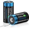 CITYORK Batterie C ricaricabili con caricatore USB-C, agli ioni di litio 1,5 V 5500 mWh, ricarica in meno di 2 ore, oltre 1000 cicli, con cavo di ricarica USB-C, indicatore di ricarica LED