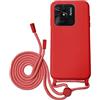 Max Power Digital Cover per Cellulare in Corda Xiaomi Redmi 10C Custodia in Morbido Silicone con Cordino - Possibilità di Appenderla al Collo (Xiaomi Redmi 10C, Rosso)