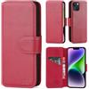 CHALK & HIDE - Custodia a Portafoglio in Pelle Vera per Apple iPhone 14 Plus (6.7), Case Realizzato in Pelle Premium con Diversi Comparti, Chiusura Magnetica e Supporto Integrato - Rosa