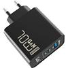 OBLITZON Caricatore USB C 70W, PD GaN Caricabatterie Rapido 2 Porte Tipo C Alimentatore per MacBook Pro/Air Dell XPS 15 Google Pixel iPhone 14/13 iPad Pro Samsung Galaxy S23 Ultra S22 S21