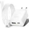 AOKUTDA 2Port USB C Ladegerät 45W con Cavo 2M für Samsung S26 25 S24 Ultra-Bianco
