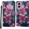 Haninsuze Cover per Motorola Moto G24 / G04, Custodia Interno TPU Antiurto Portafoglio con Disegni [schede Fessura] [Supporto Stand] Cover Libro in PU Pelle (Fiore di pesco)