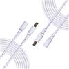 Liwinting 2pcs 1m DC Spina Cavo di Estensione 2,5mm x 5,5mm Maschio a Femmina Connettore per Adattatore di Potenza, Fotocamera CCTV Potenza, e più - Bianco